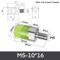 M5-10*16 304 stainless steel polyurethane buffer bolt