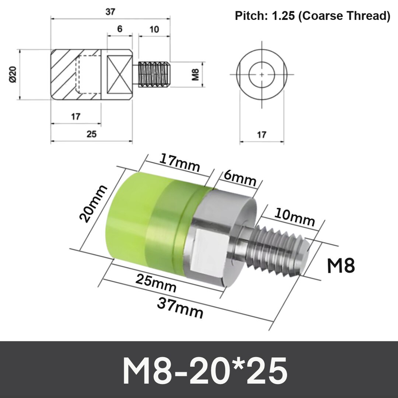 M8-20*25 304 stainless steel polyurethane buffer bolt