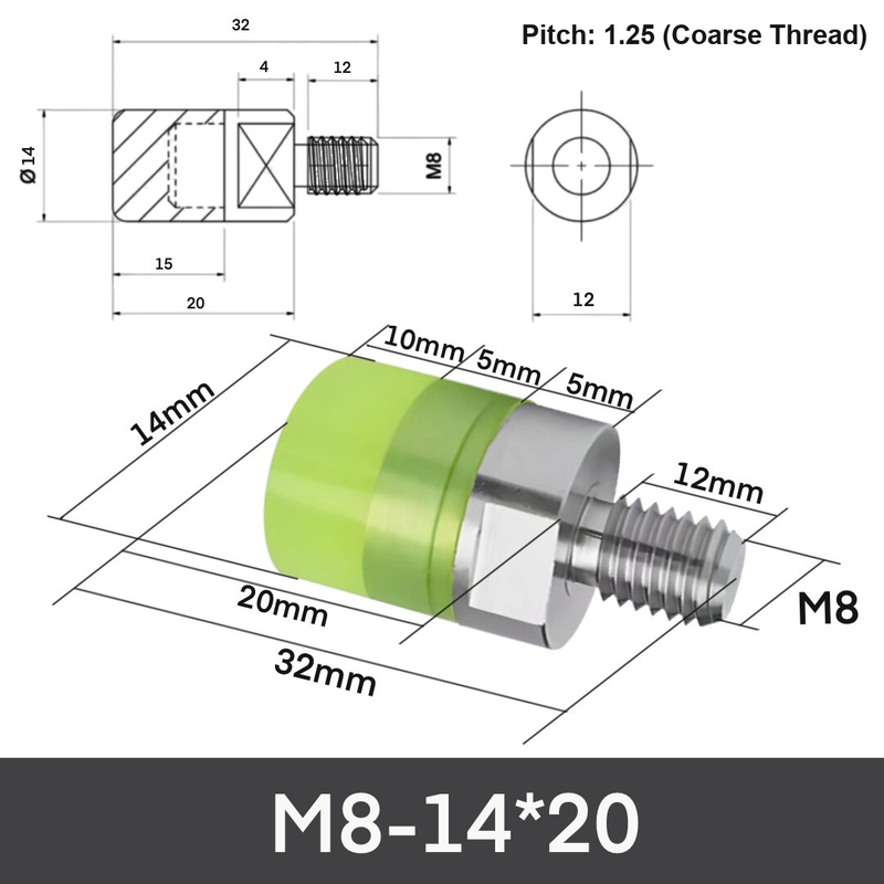 M8-14*20 304 stainless steel polyurethane buffer bolt