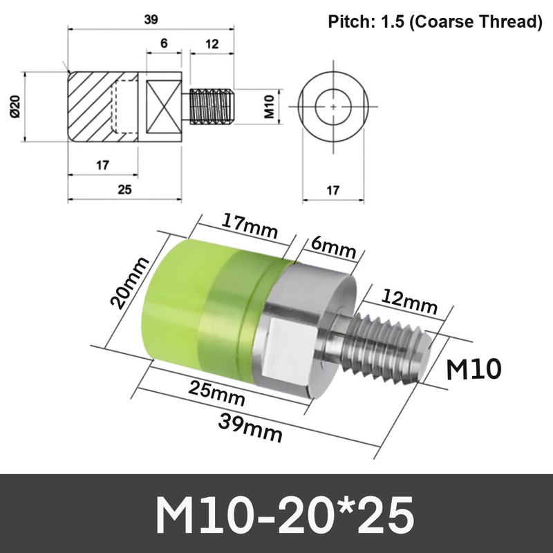 M10-20*25 304 stainless steel polyurethane buffer bolt