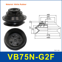 VB75N-G2F Black Complete Set vacuum suction cup and technical dimensions