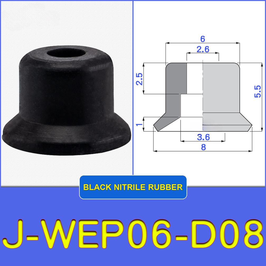 J-WEP06-D08 miniature vacuum cup with model-specific engineering drawing