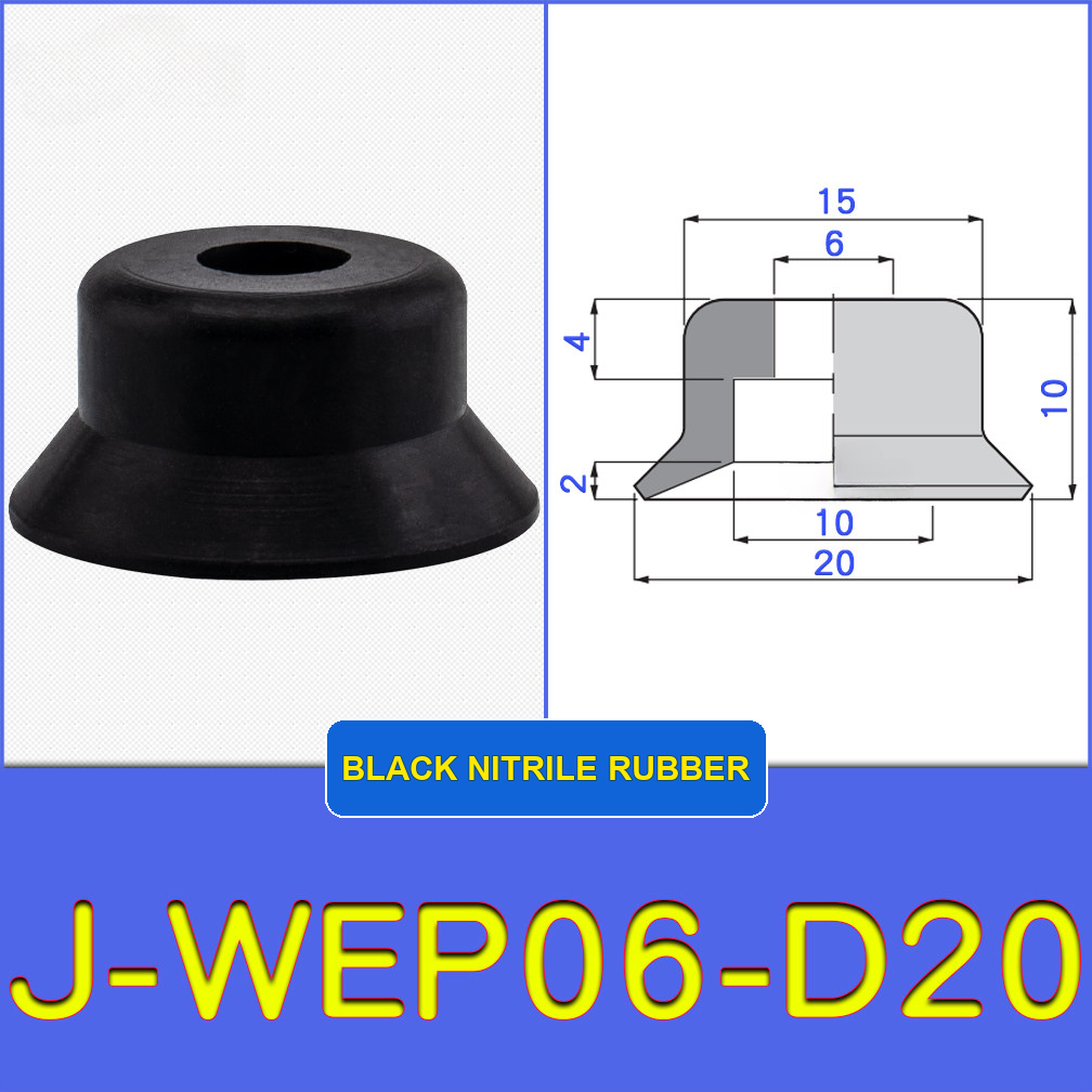 J-WEP06-D20 miniature vacuum cup with model-specific engineering drawing
