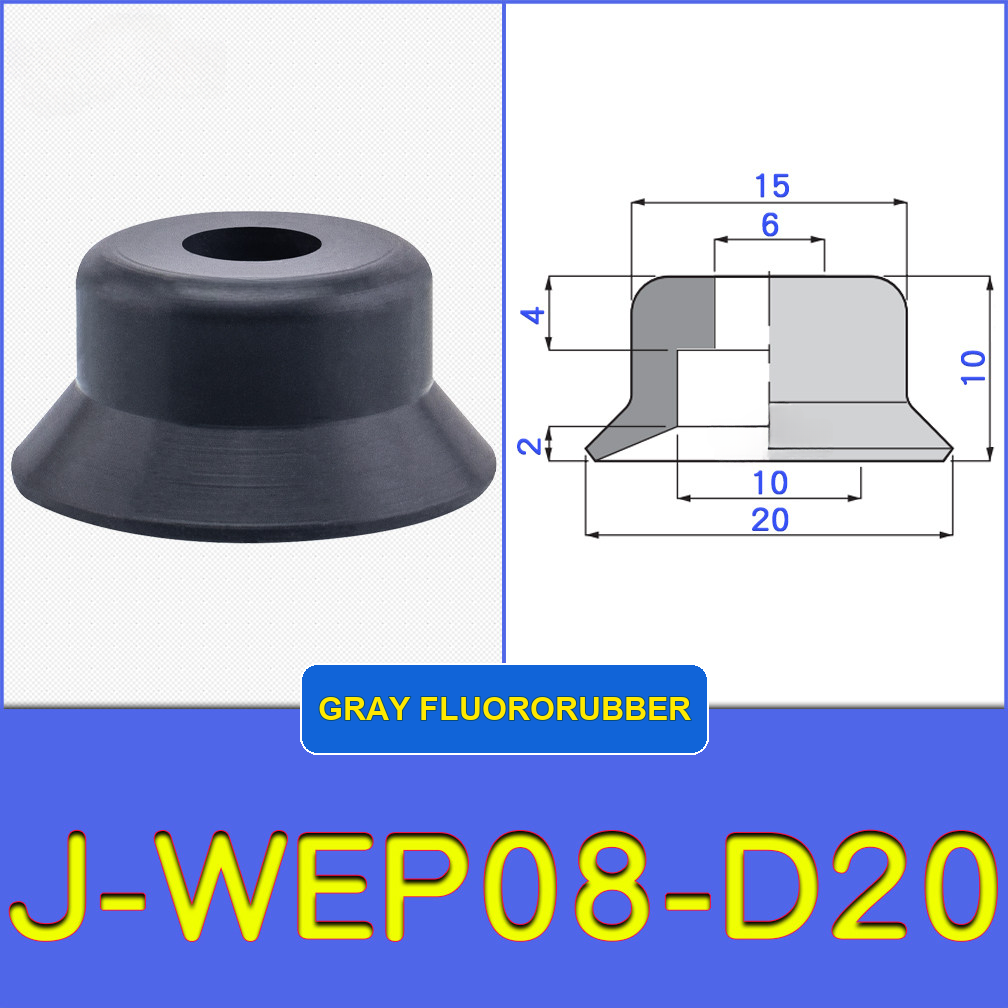 J-WEP08-D20 miniature vacuum cup with model-specific engineering drawing