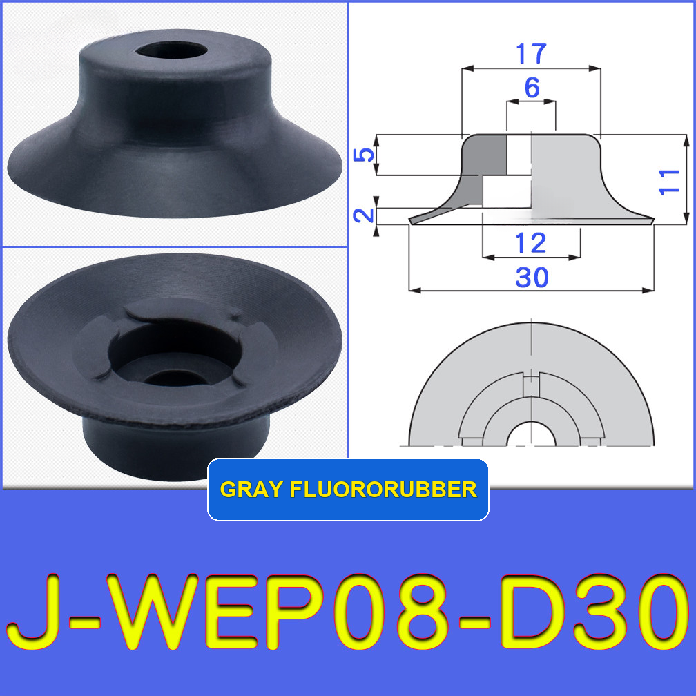 J-WEP08-D30 miniature vacuum cup with model-specific engineering drawing