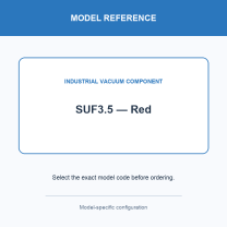 SUF3.5 — Red mini vacuum component with model-specific drawing or reference card