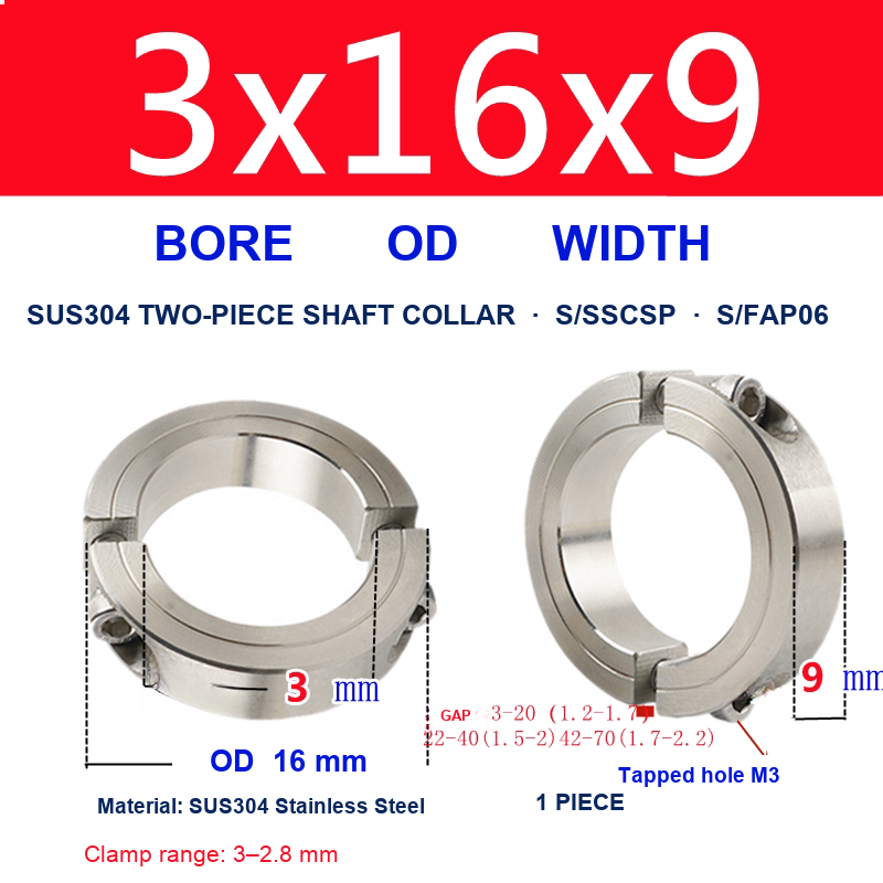 Standard | Bore 3 x OD 16 x Width 9 mm