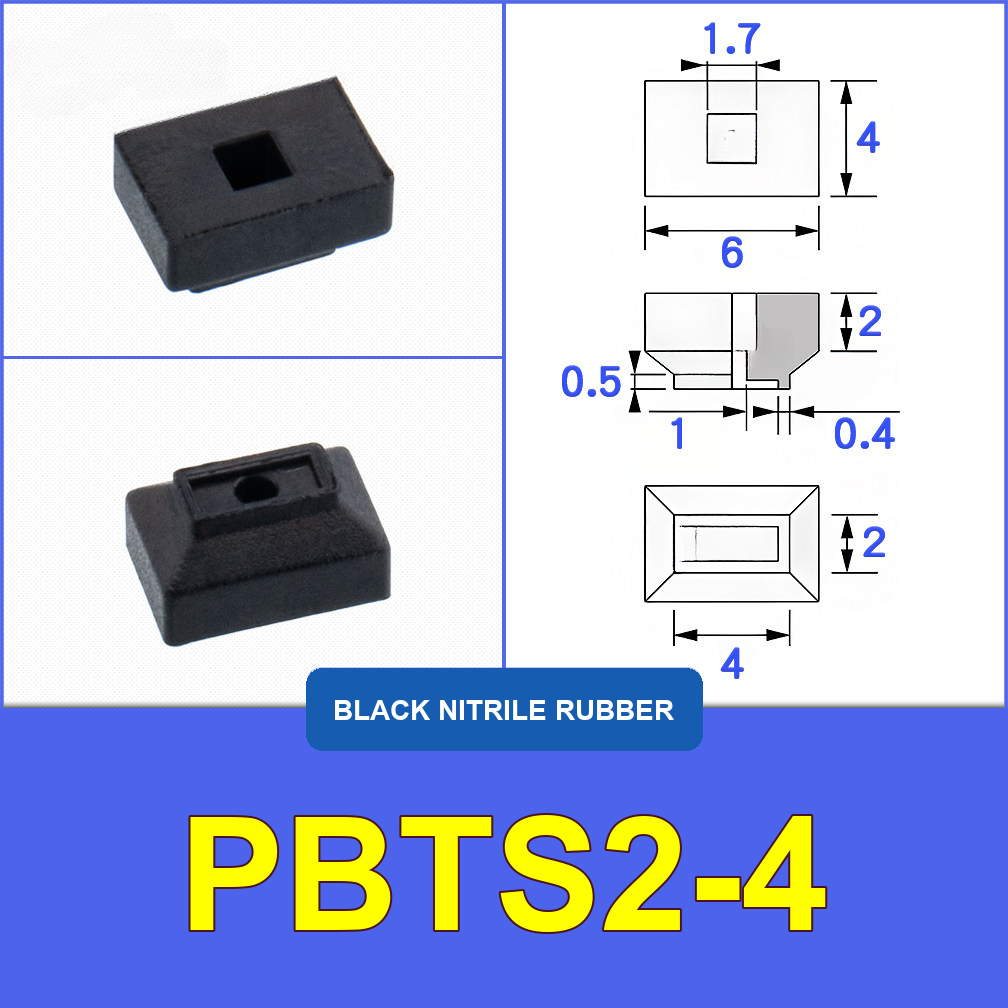 PBTS2-4 — Black Nitrile Rubber miniature vacuum cup with model-specific engineering drawing