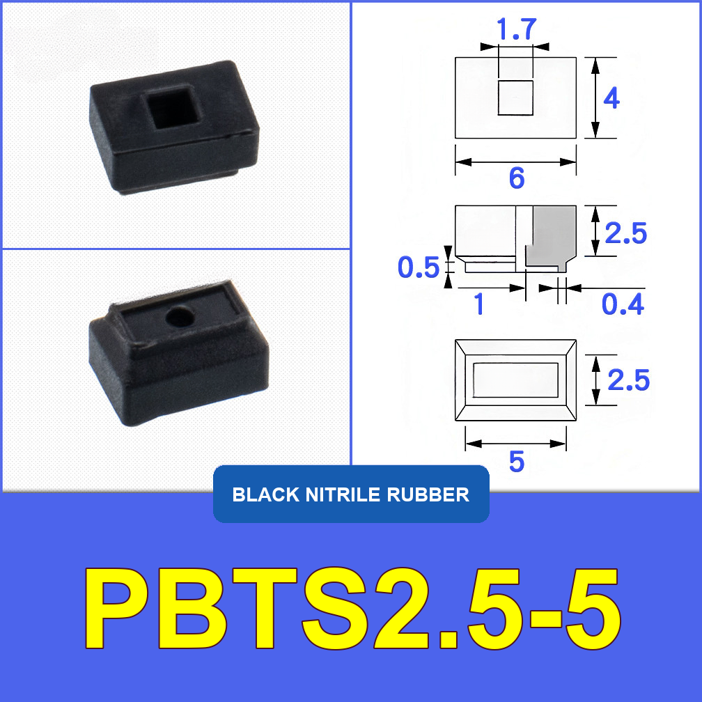 PBTS2.5-5 — Black Nitrile Rubber miniature vacuum cup with model-specific engineering drawing