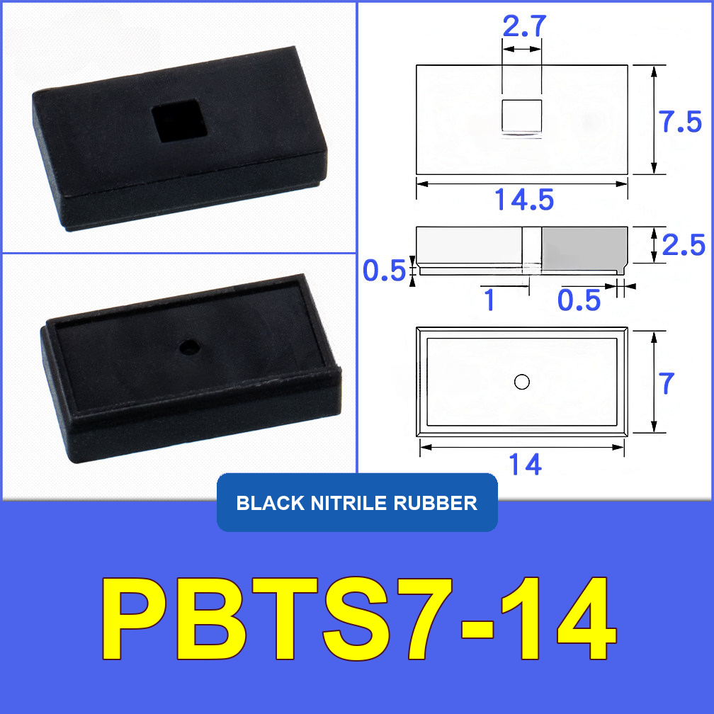 PBTS7-14 — Black Nitrile Rubber miniature vacuum cup with model-specific engineering drawing