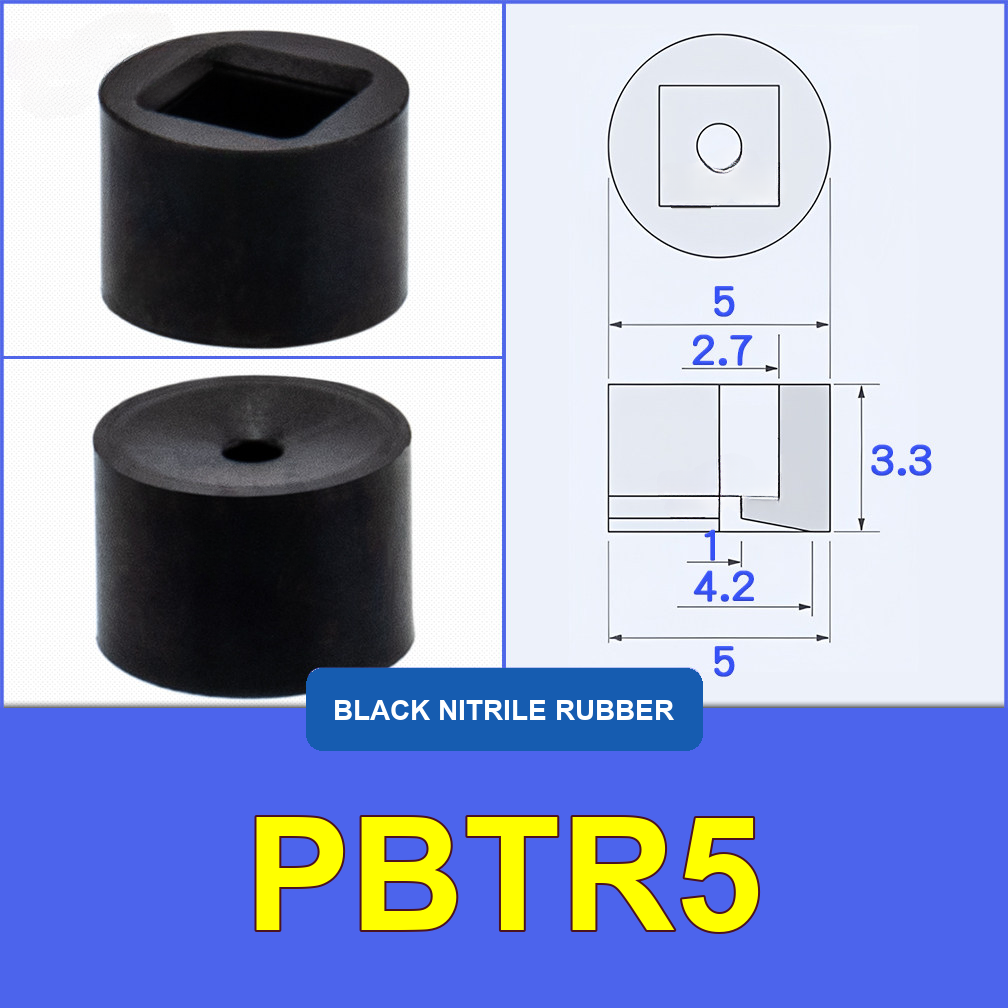 PBTR5 — Black Nitrile Rubber miniature vacuum cup with model-specific engineering drawing