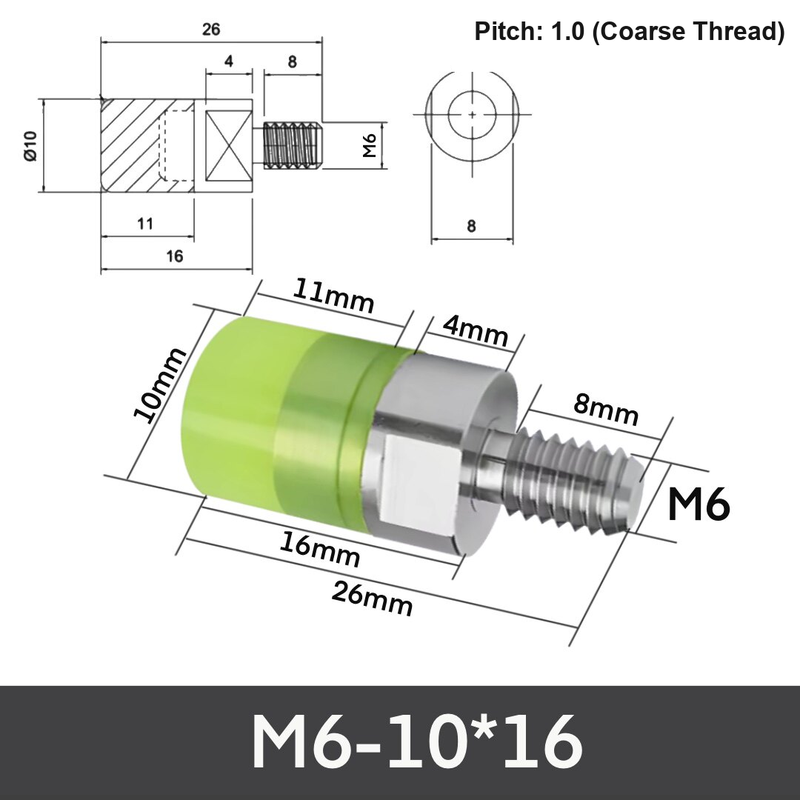 M6-10*16 304 stainless steel polyurethane buffer bolt