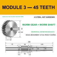 Steel Worm Gear and Worm Shaft Sets — Module 1–5, 15–100 Teeth