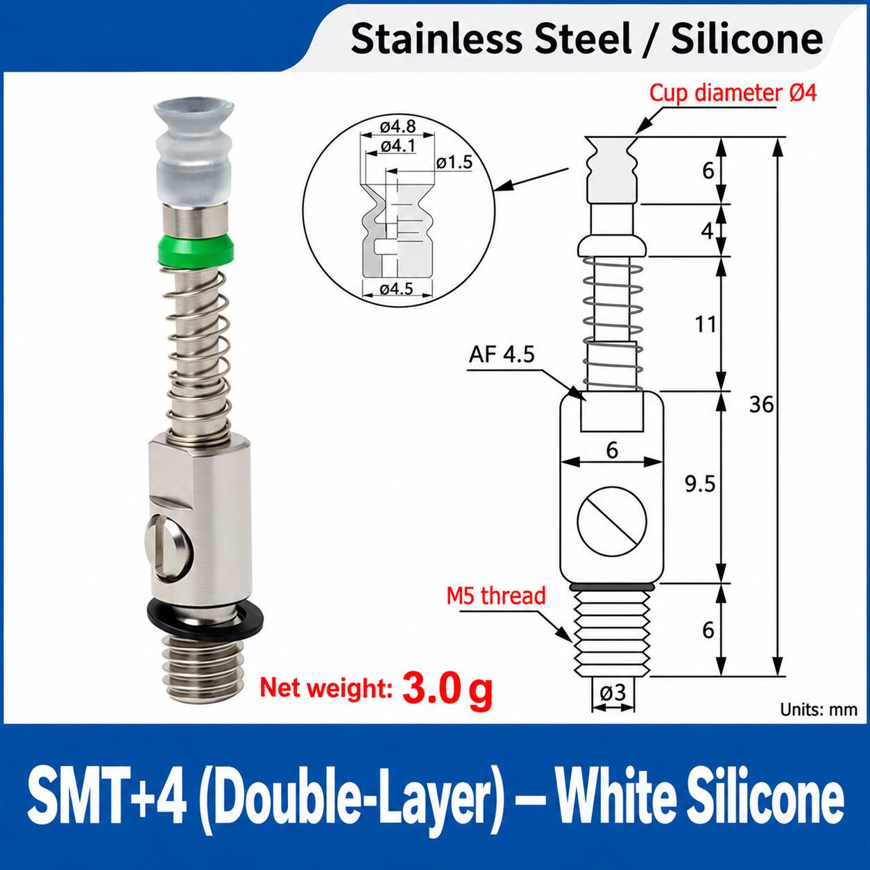 SMT+4 (Double-Layer) — White Silicone