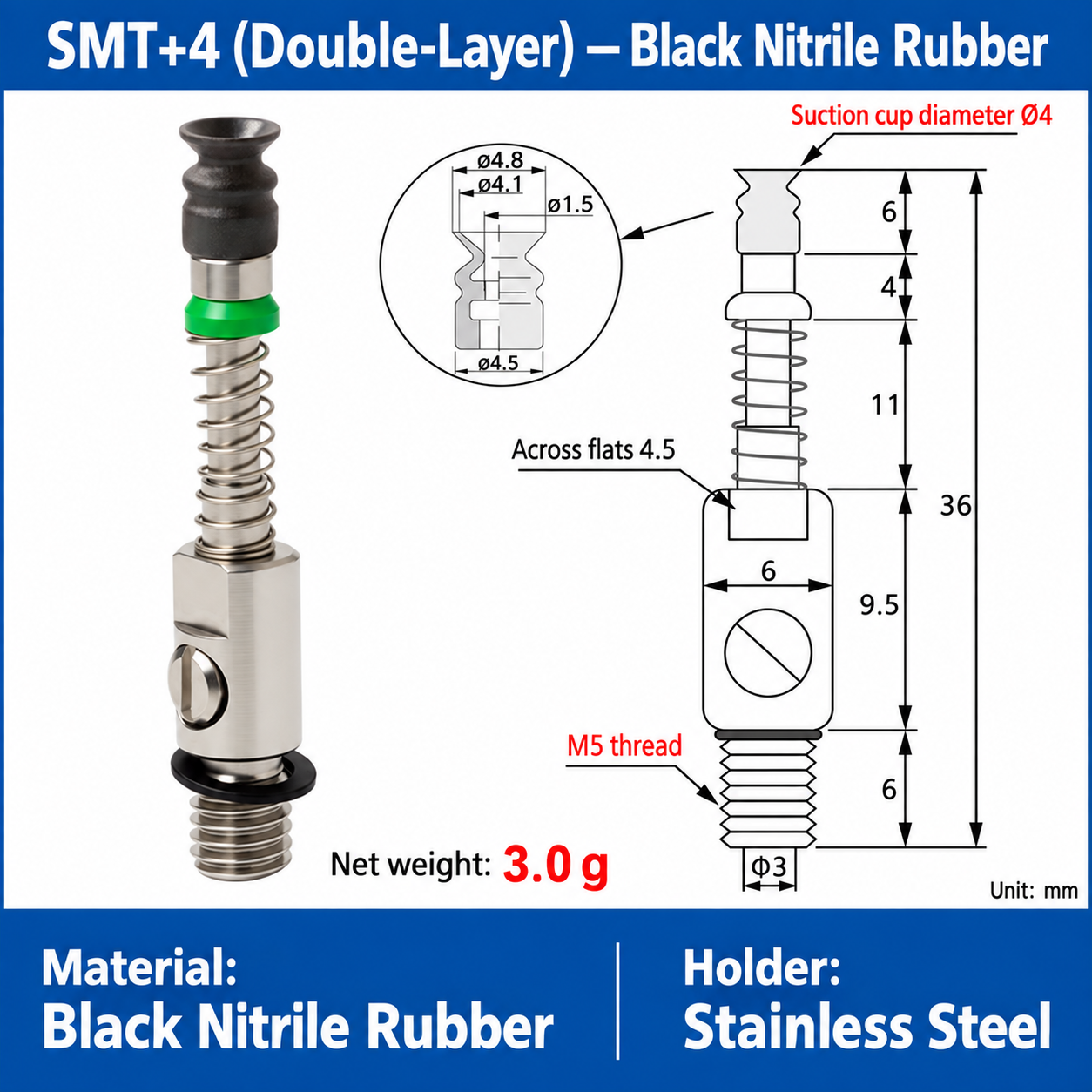 SMT+4 (Double-Layer) — Black Nitrile Rubber