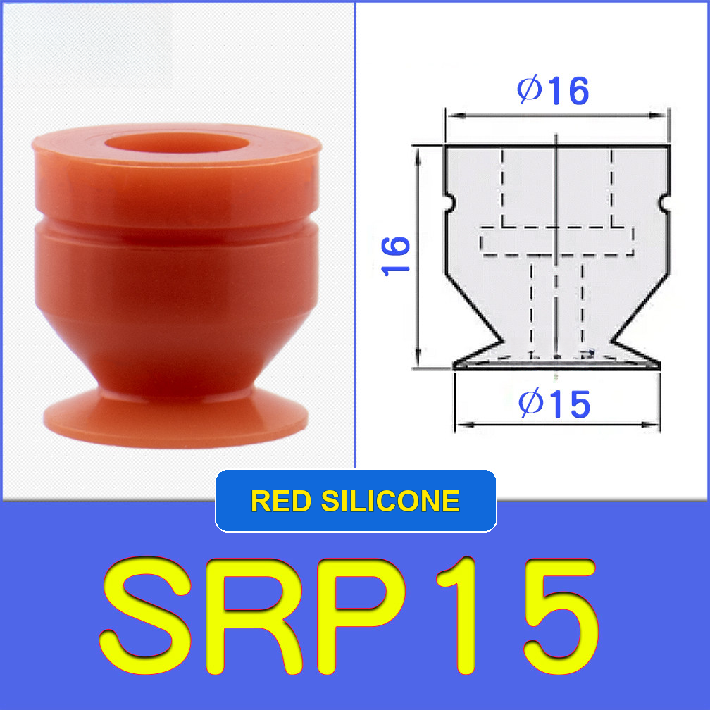 SRP15 miniature vacuum cup with model-specific engineering drawing