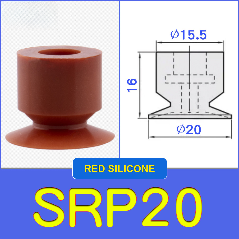SRP20 miniature vacuum cup with model-specific engineering drawing