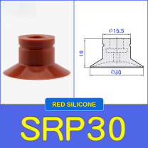 SRP30 miniature vacuum cup with model-specific engineering drawing