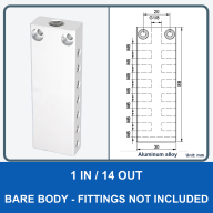 Aluminum Pneumatic Air Manifold Blocks, 1 Inlet / 4-20 Outlets