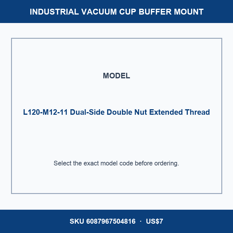 L120-M12-11 Dual-Side Double Nut Extended Thread industrial vacuum cup buffer mount or adapter with dimensional reference