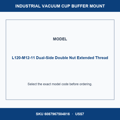 L120-M12-11 Dual-Side Double Nut Extended Thread industrial vacuum cup buffer mount or adapter with dimensional reference