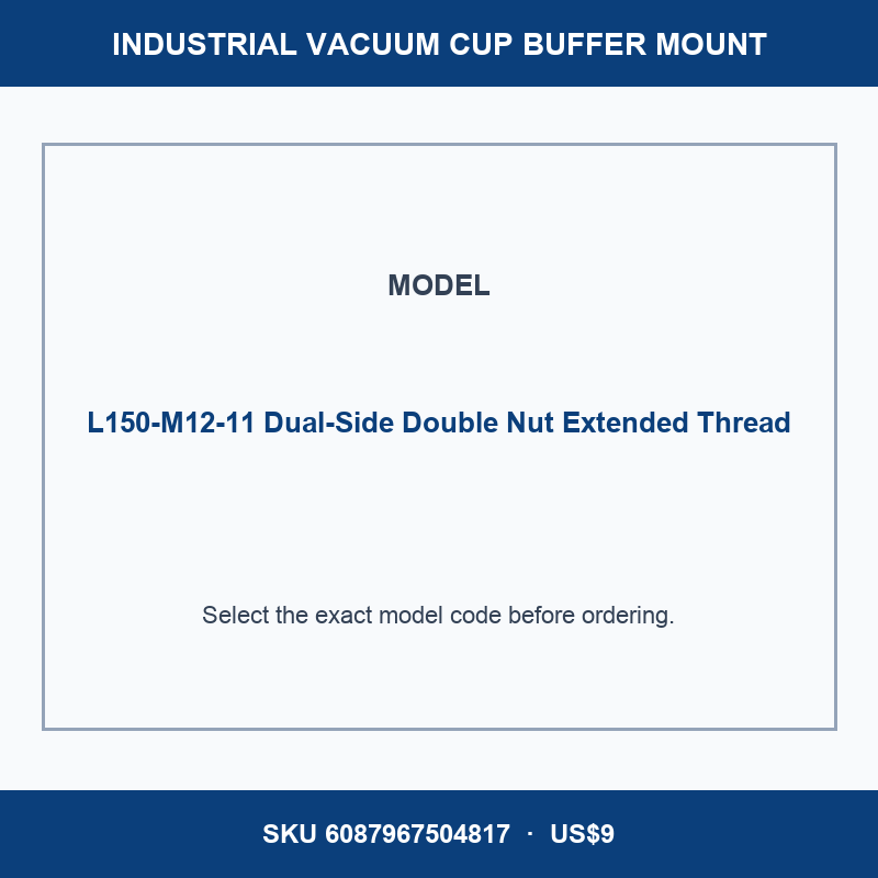 L150-M12-11 Dual-Side Double Nut Extended Thread industrial vacuum cup buffer mount or adapter with dimensional reference