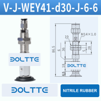 V-J-WEY41-D30-J-6-6 flat grooved vacuum cup assembly with dimensional drawing