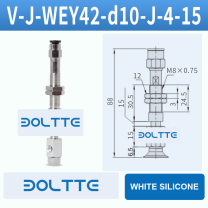 V-J-WEY42-D10-J-4-15 flat grooved vacuum cup assembly with dimensional drawing