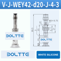 V-J-WEY42-D20-J-4-3 flat grooved vacuum cup assembly with dimensional drawing