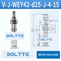V-J-WEY42-D25-J-4-15 flat grooved vacuum cup assembly with dimensional drawing