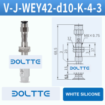 V-J-WEY42-D10-K-4-3 flat grooved vacuum cup assembly with dimensional drawing