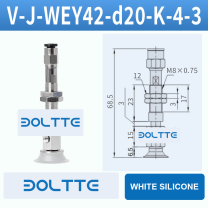 V-J-WEY42-D20-K-4-3 flat grooved vacuum cup assembly with dimensional drawing
