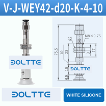 V-J-WEY42-D20-K-4-10 flat grooved vacuum cup assembly with dimensional drawing