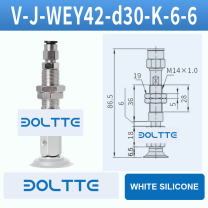 V-J-WEY42-D30-K-6-6 flat grooved vacuum cup assembly with dimensional drawing