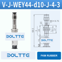 V-J-WEY44-D10-J-4-3 flat grooved vacuum cup assembly with dimensional drawing