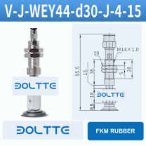 V-J-WEY44-D30-J-4-15 flat grooved vacuum cup assembly with dimensional drawing