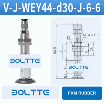 V-J-WEY44-D30-J-6-6 flat grooved vacuum cup assembly with dimensional drawing