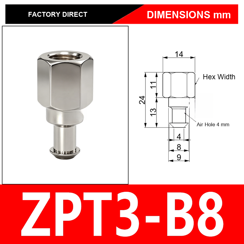 ZPT3-B8 ZPT vacuum cup mount or retaining ring with technical dimensions
