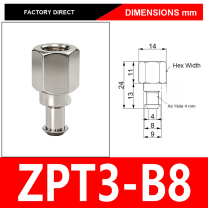 ZPT3-B8 ZPT vacuum cup mount or retaining ring with technical dimensions