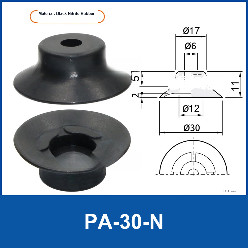 PFG PA Series Flat Vacuum Suction Cups in Silicone and Nitrile Rubber-BOLTTE