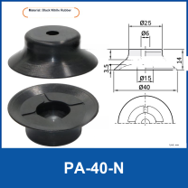 PA-40-N (Cross Pattern) Black Nitrile Rubber flat vacuum suction cup with technical dimensions
