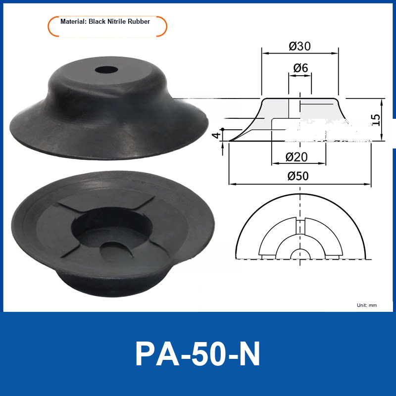 PFG PA Series Flat Vacuum Suction Cups in Silicone and Nitrile Rubber-BOLTTE