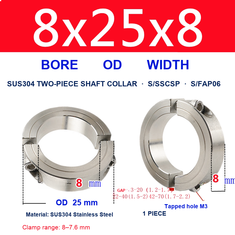 Standard | Bore 8 x OD 25 x Width 8 mm