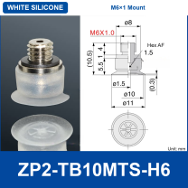 ZP2-TB10MTS-H6 White Silicone (M6×1 Thread) | clean product image