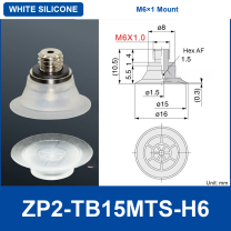 ZP2-TB15MTS-H6 White Silicone (M6×1 Thread) | clean product image