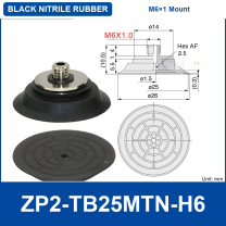 ZP2-TB25MTN-H6 Black Nitrile Rubber (M6×1 Thread) | clean product image