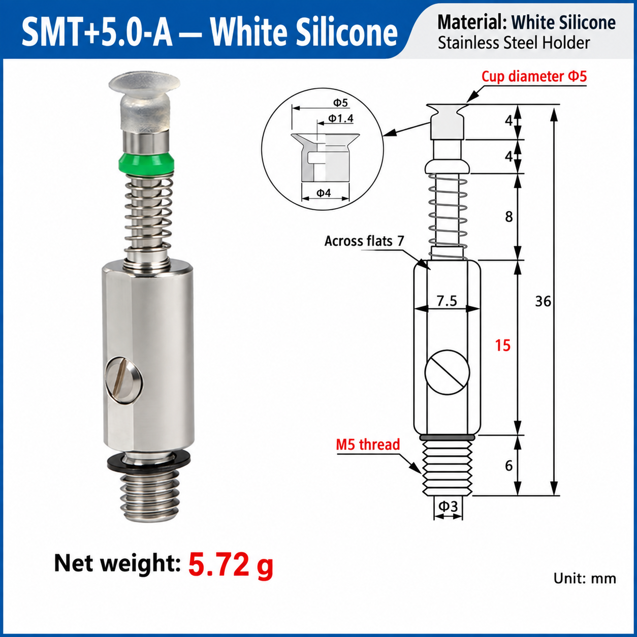 SMT+5.0-A — White Silicone