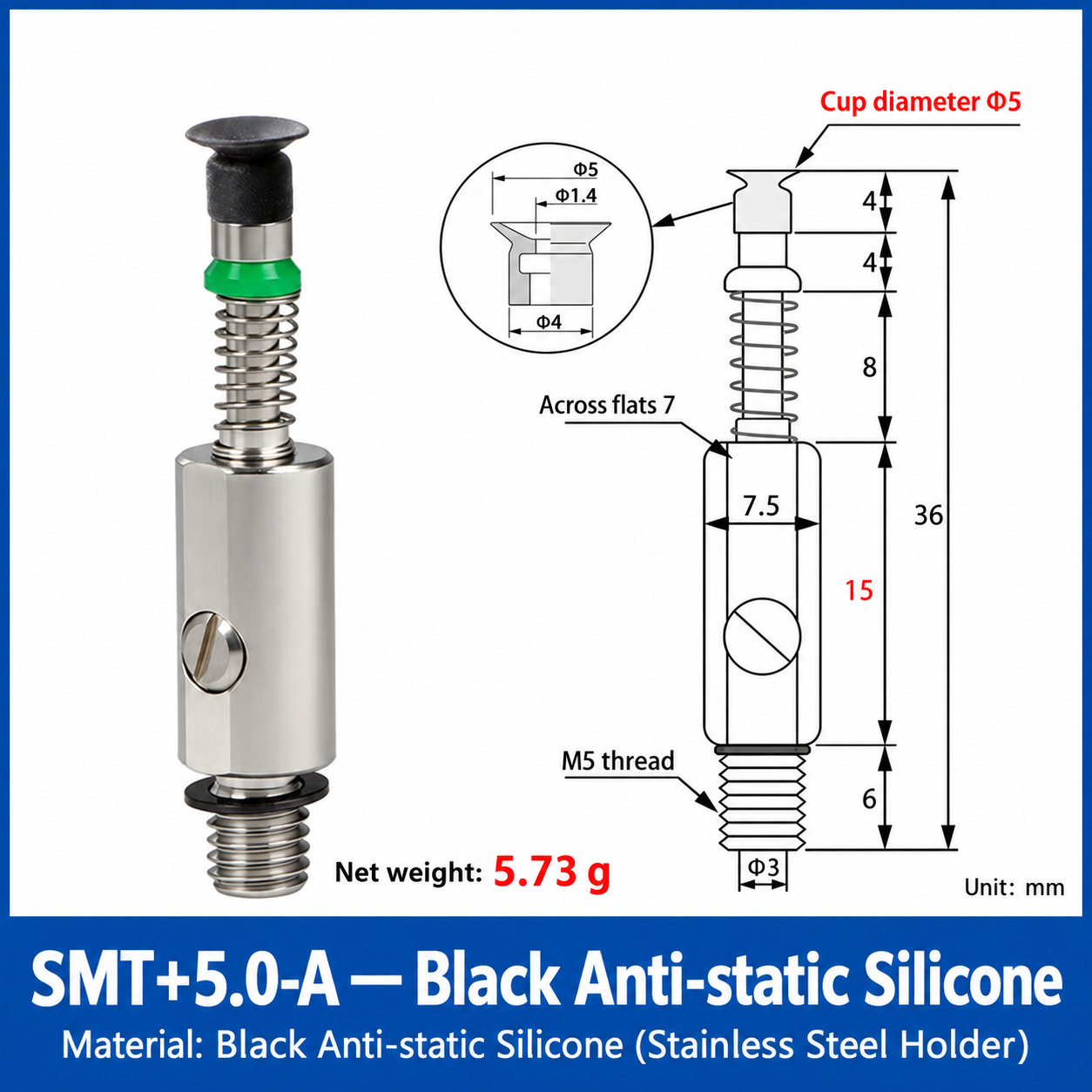SMT+5.0-A — Black Anti-static Silicone
