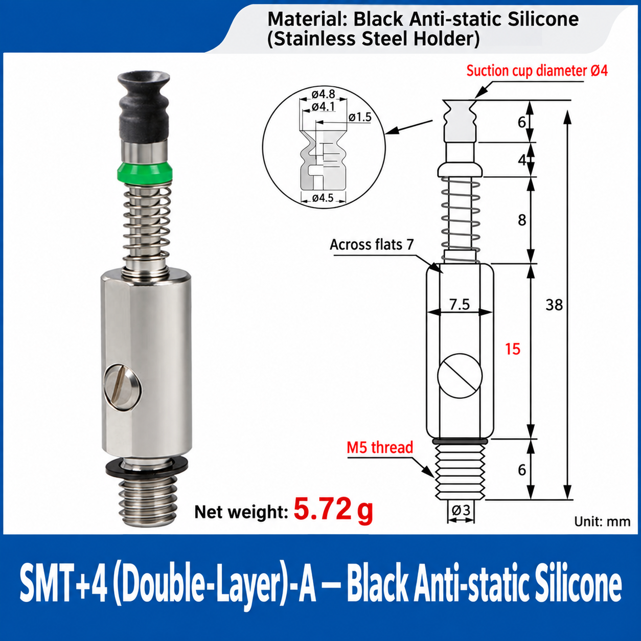 SMT+4 (Double-Layer)-A — Black Anti-static Silicone