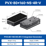 Integrated Vacuum Foam Grippers for Robot Palletizing, 60-160 mm